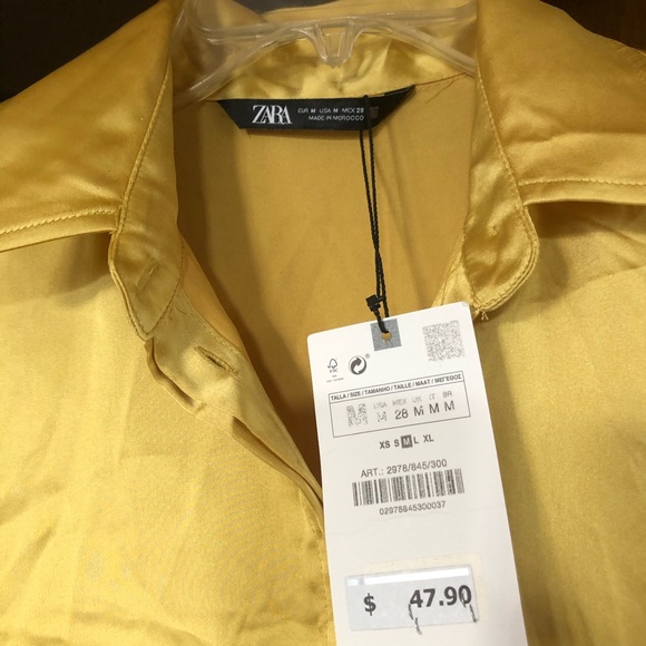 Zara Glod Satin Effect Shirt - Picture 3 of 13
